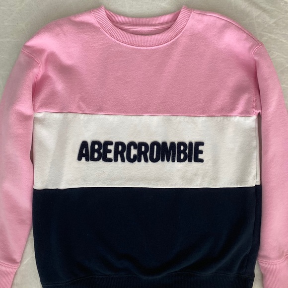 Abercrombie Pink, White, and Blue Crewneck - Picture 2 of 4